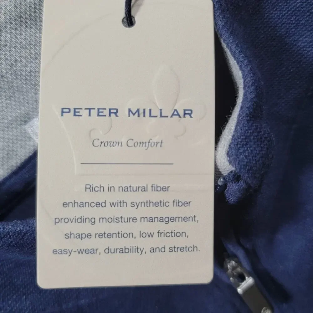 NWT Peter Millar Mens M Crown Comfort 1/4 Zip Pullover Navy